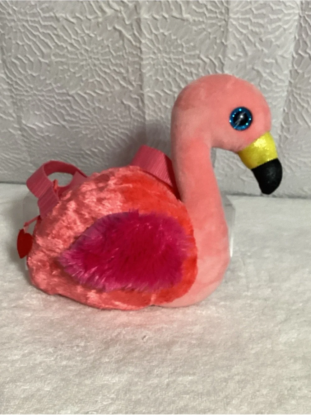 ty Gilda The Pink Plush Flamingo Zippered Crossbody Bag NWOT Soft & Cute